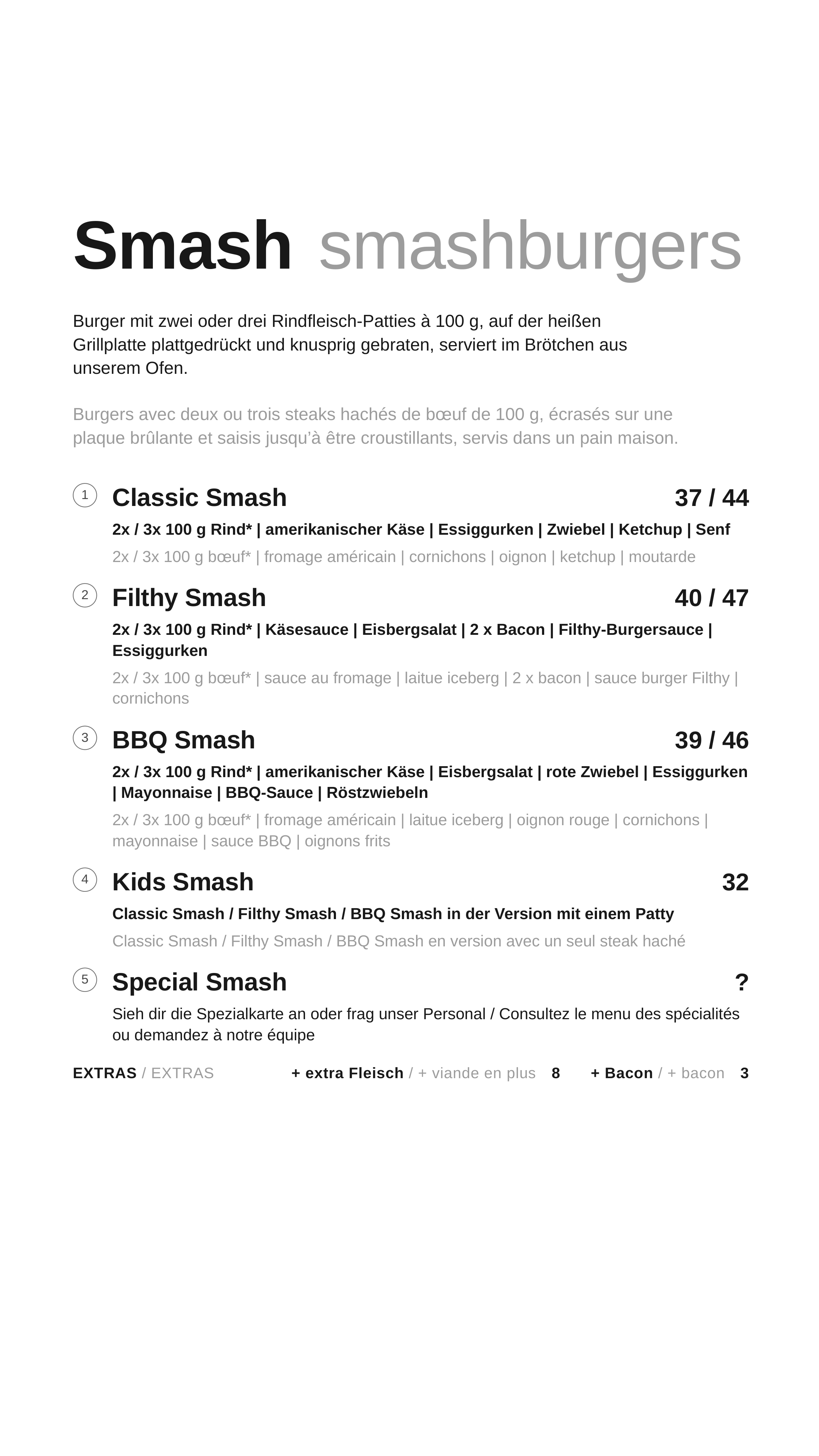 Menu smashe