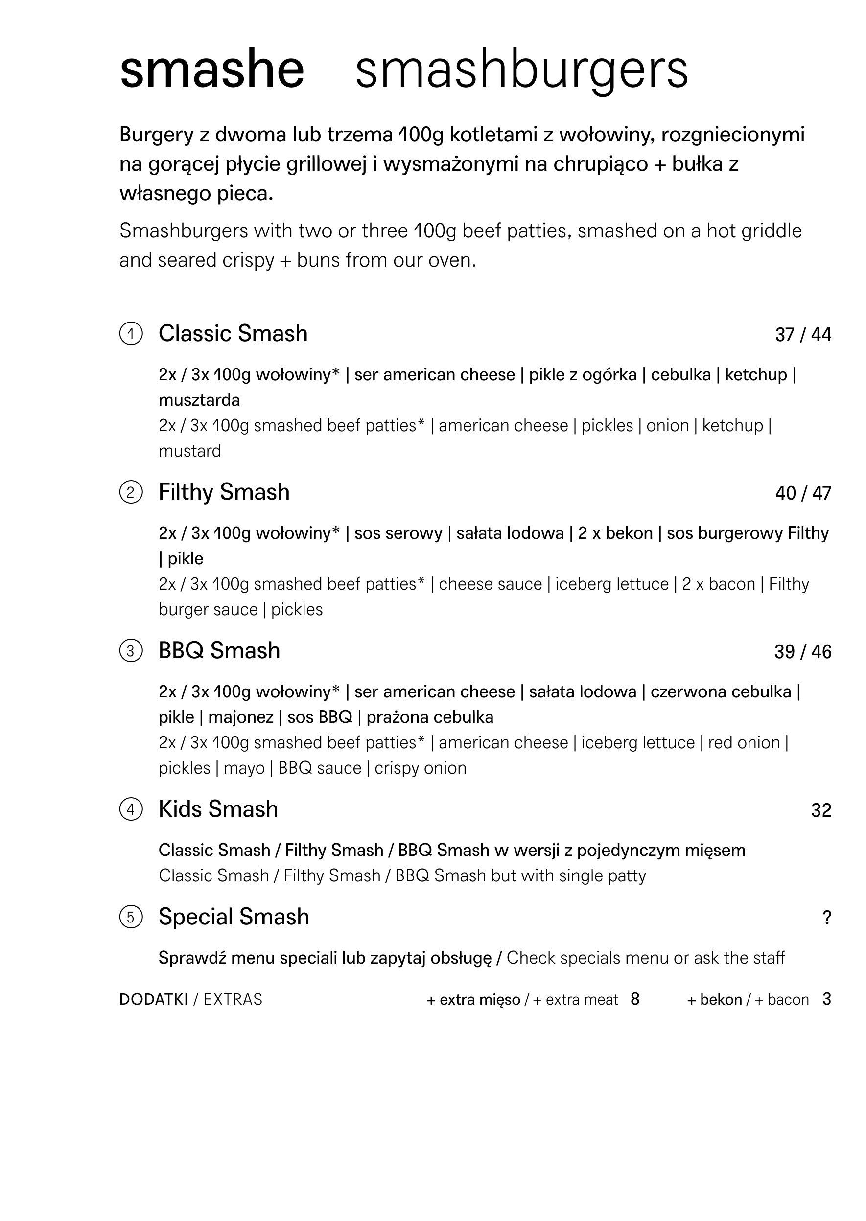 Menu smashe